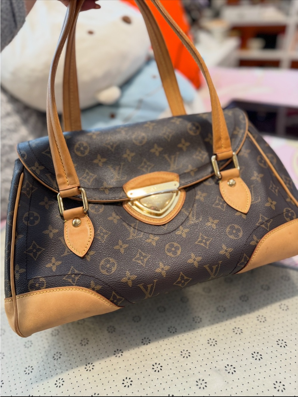 Louis Vuitton Monogram Top-Handle Satchel in Brown and Tan - Picture 8 of 9